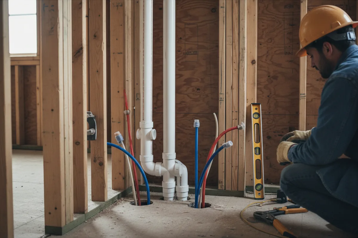 Drain and supply rough-in during Drain Cleaning in West Point